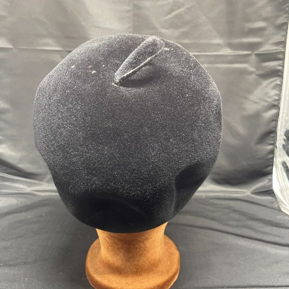 Vintage 60\'s Woman\'s MOD Carnaby Street Style Black Wool Felt Hat Large